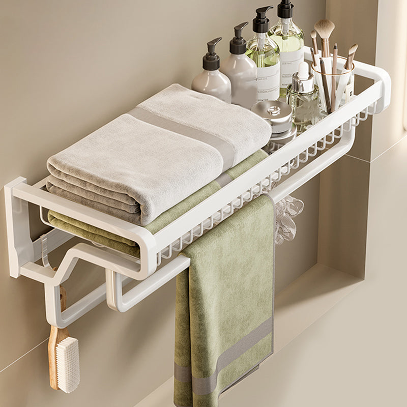 BowLift | Contemporary bathroom accessory set made of matte stainless steel-aluminum with bathrobe hook/bath shelf