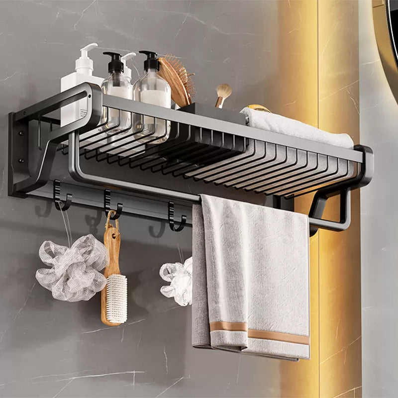 BowLift | Contemporary bathroom accessory set made of matte stainless steel-aluminum with bathrobe hook/towel rail