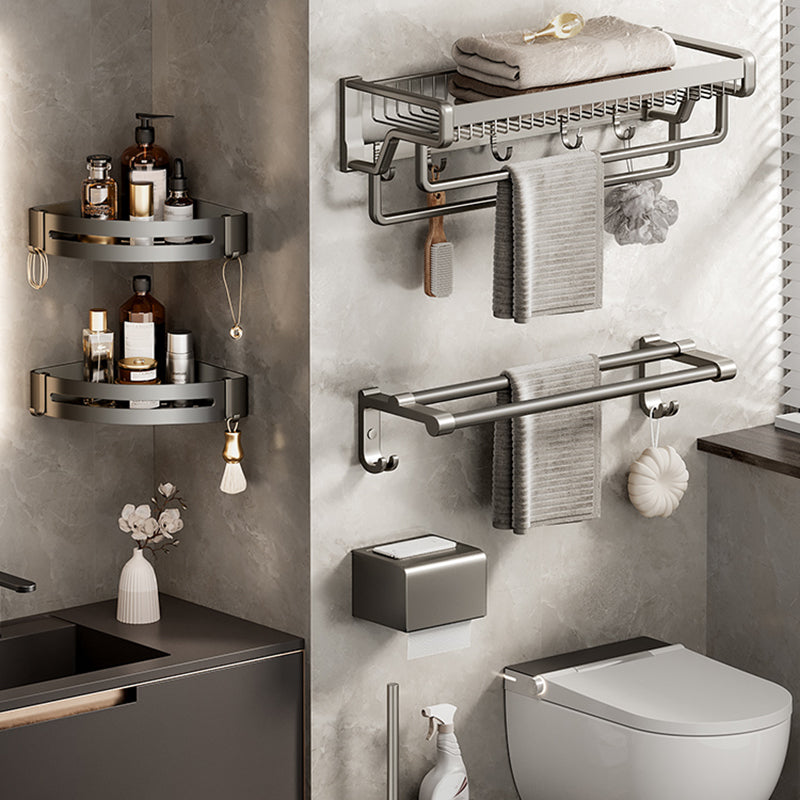 BowLift | Contemporary bathroom accessory set made of matte stainless steel-aluminum with bathrobe hook/towel rail