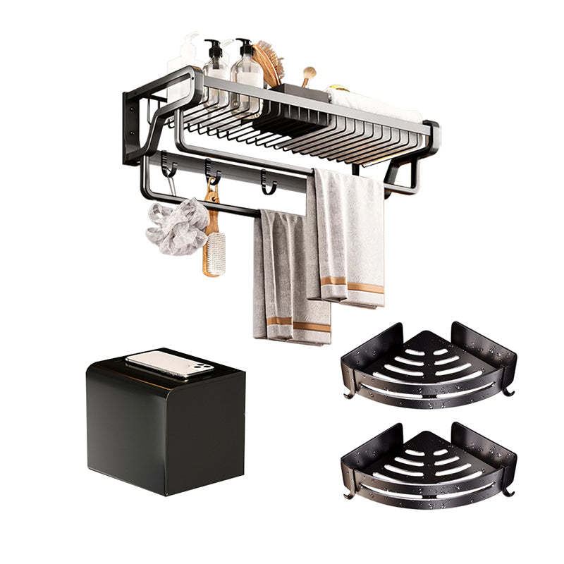 BowLift | Contemporary bathroom accessory set made of matte stainless steel-aluminum with bathrobe hook/towel rail