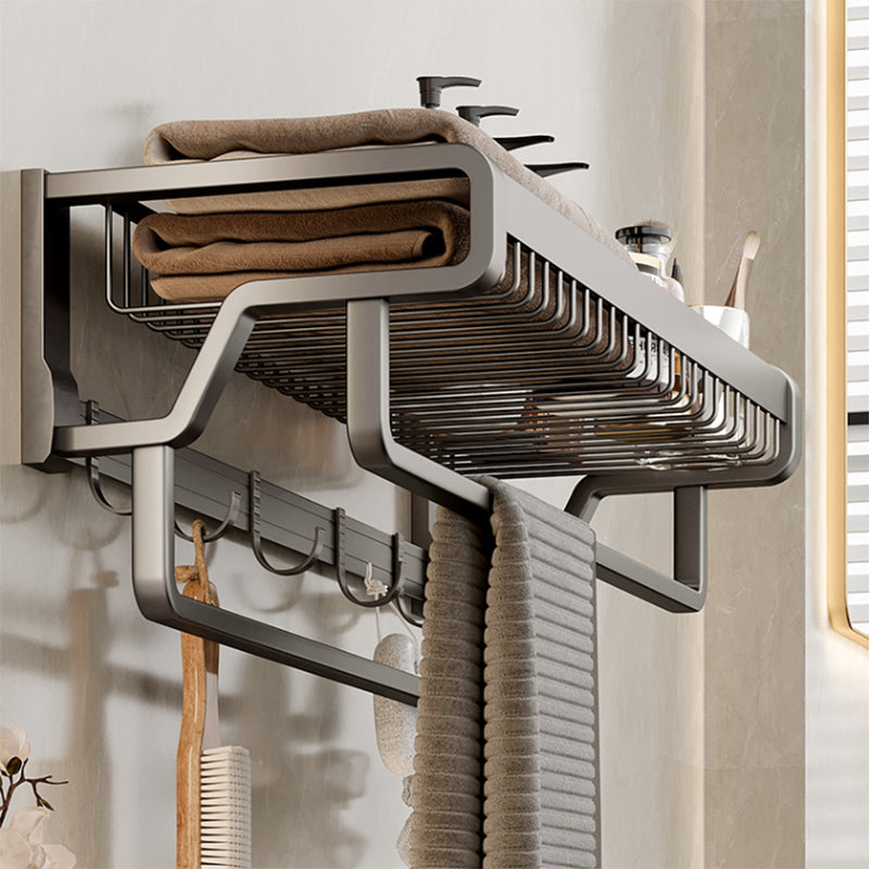 BowLift | Contemporary bathroom accessory set made of matte stainless steel-aluminum with bathrobe hook/towel rail