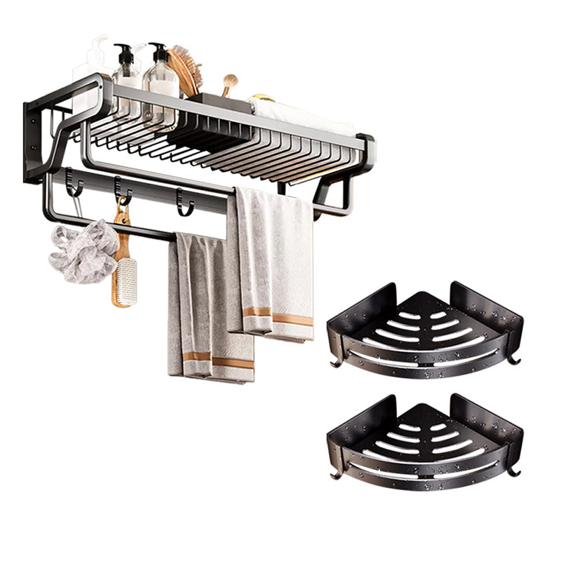 BowLift | Contemporary bathroom accessory set made of matte stainless steel-aluminum with bathrobe hook/towel rail
