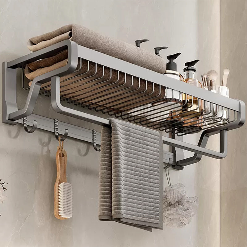 BowLift | Contemporary bathroom accessory set made of matte stainless steel-aluminum with bathrobe hook/towel rail