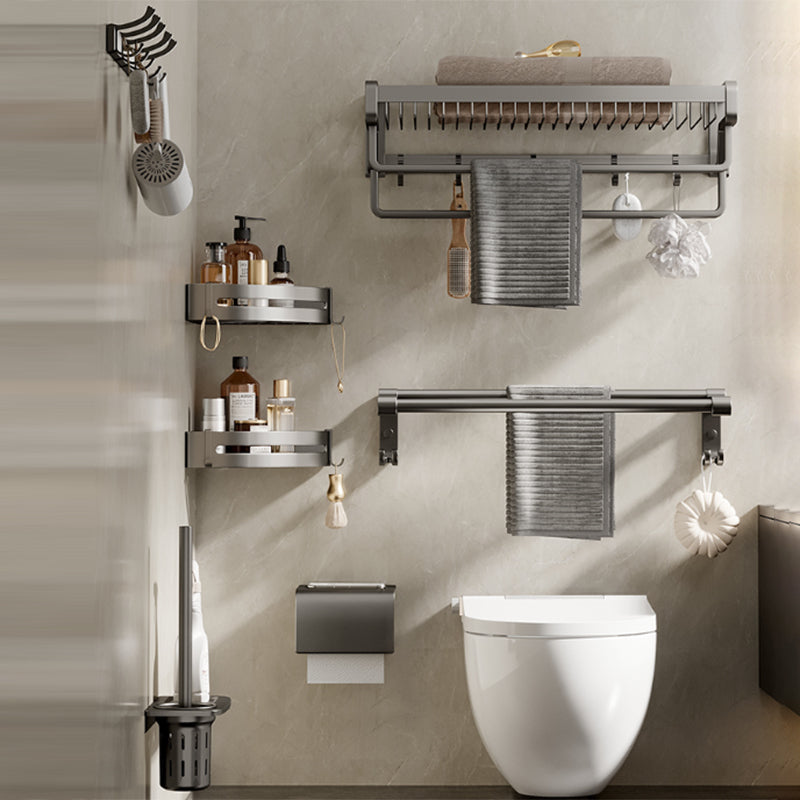 BowLift | Contemporary bathroom accessory set made of matte stainless steel-aluminum with bathrobe hook/towel rail