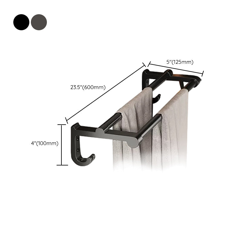 BowLift | Contemporary bathroom accessory set made of matte stainless steel-aluminum with bathrobe hook/towel rail