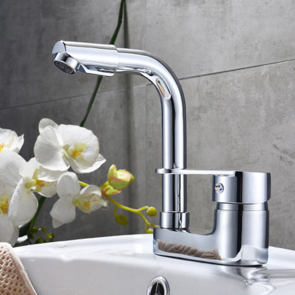 BowLift | Chrome Round Washbasin Faucet with Swivel Spout for the Bathroom