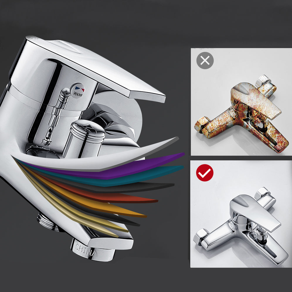 BowLift | Contemporary Wall-Mounted Bathroom Faucet Lever Handles 2-Hole Faucet Brass Faucet