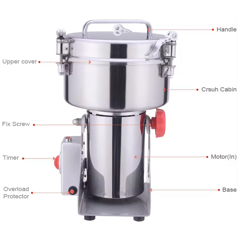 BowLift | Swing Type Electric Food Grinder Machine 1000G Commercial Spice Grinder