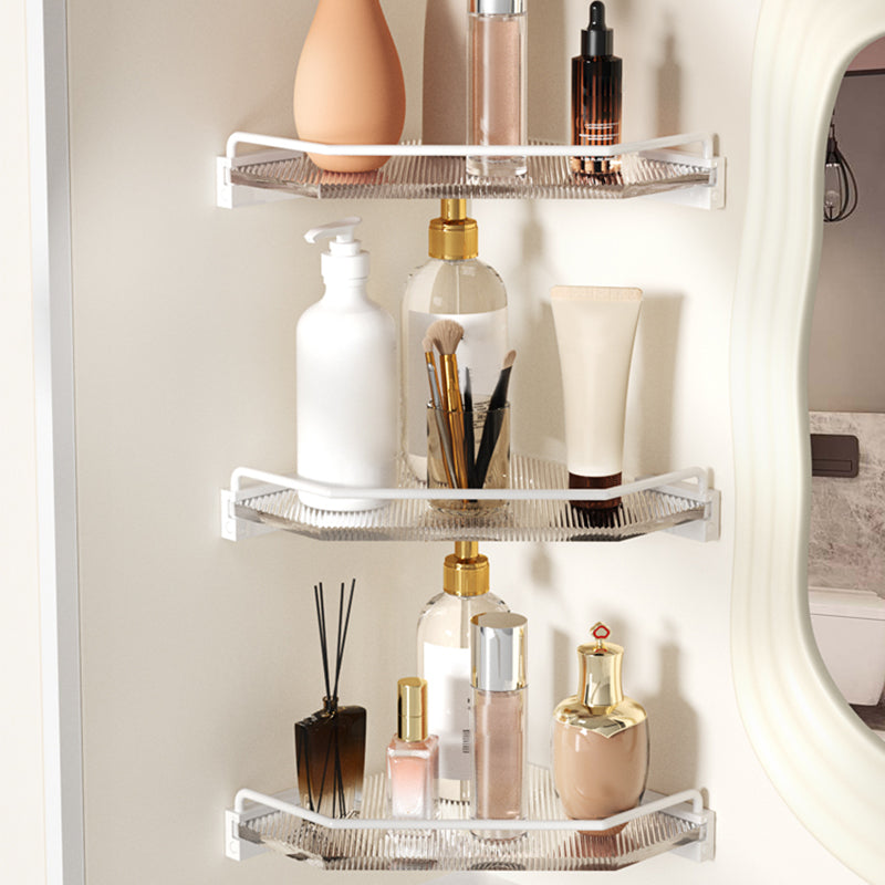 BowLift | White Bathroom Accessory Set Metal & Acrylic Bathroom Set with Bath Shelf/Towel Hook
