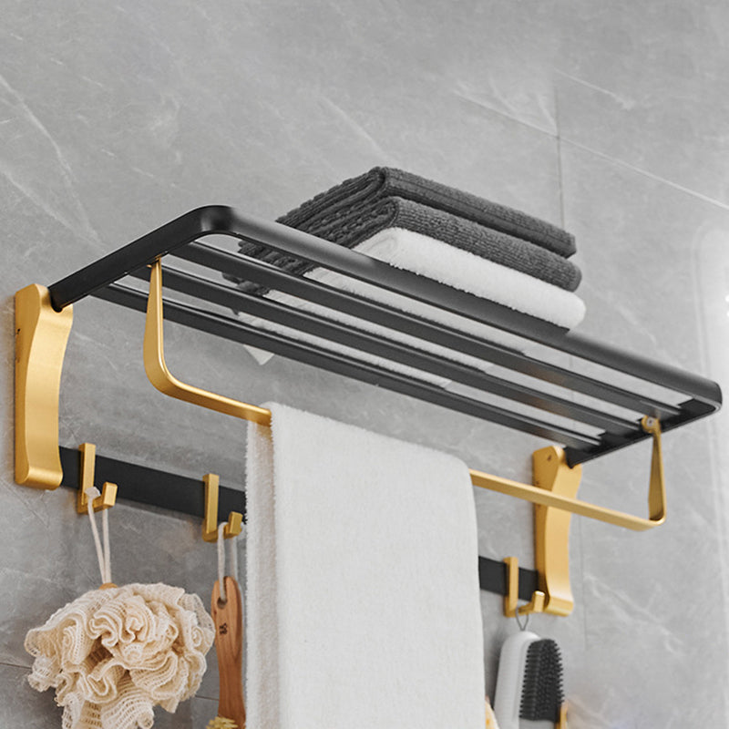 BowLift | Contemporary Bath Accessories Set Black & Golden Bath Shelf/Towel Bar