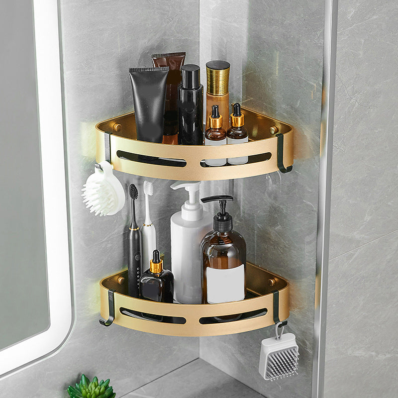 BowLift | Contemporary Bath Accessories Set Black & Golden Bath Shelf/Towel Bar