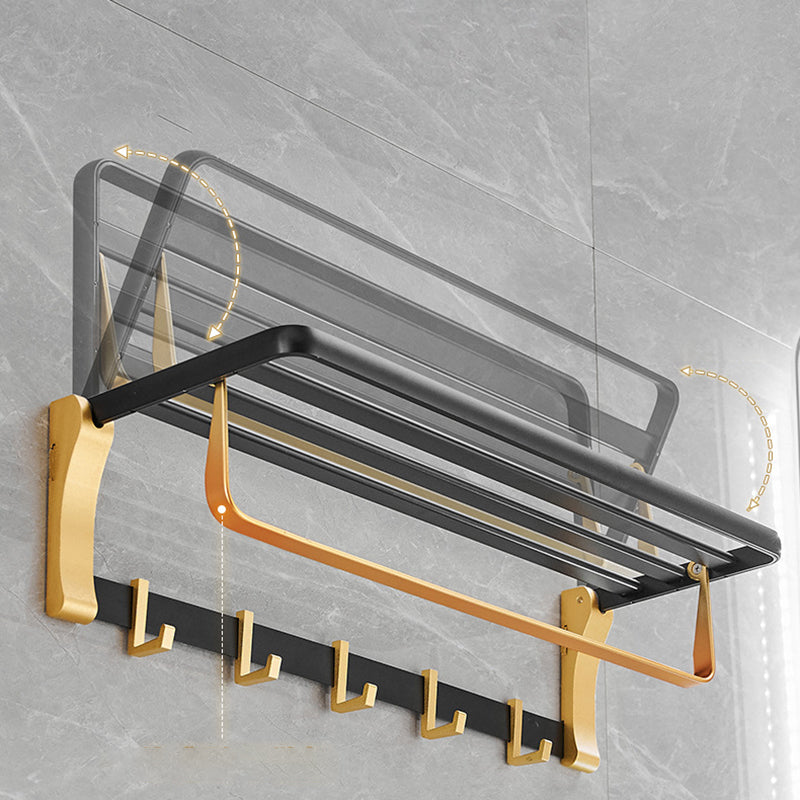 BowLift | Contemporary Bath Accessories Set Black & Golden Bath Shelf/Towel Bar
