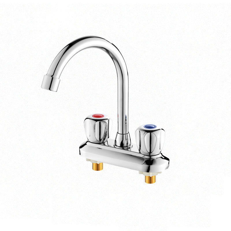 BowLift | Circular 2-Handle Bathroom Faucet Contemporary Brass Sink Faucet