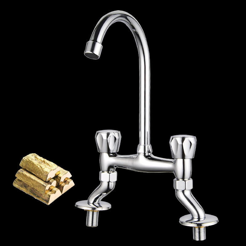 BowLift | Contemporary Widespread Bathroom Faucet Knob Handle Goose Neck Arc Solid Brass Faucet