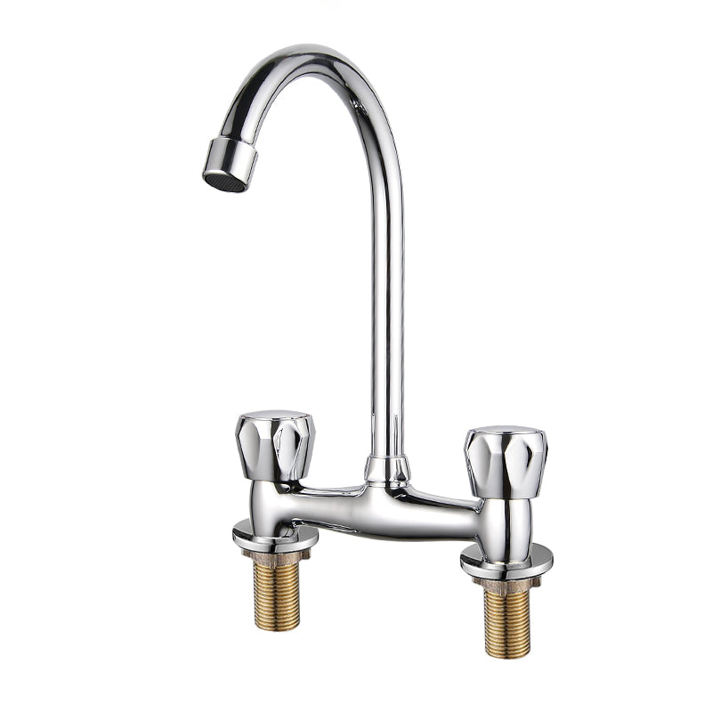 BowLift | Contemporary Widespread Sink Faucet Knob Handle Goose Neck Arc Solid Brass Faucet