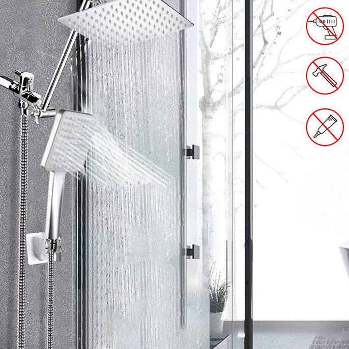 BowLift | Contemporary Pull Down Dual Shower Head Square High Arc Shower Head Combo in Chrome