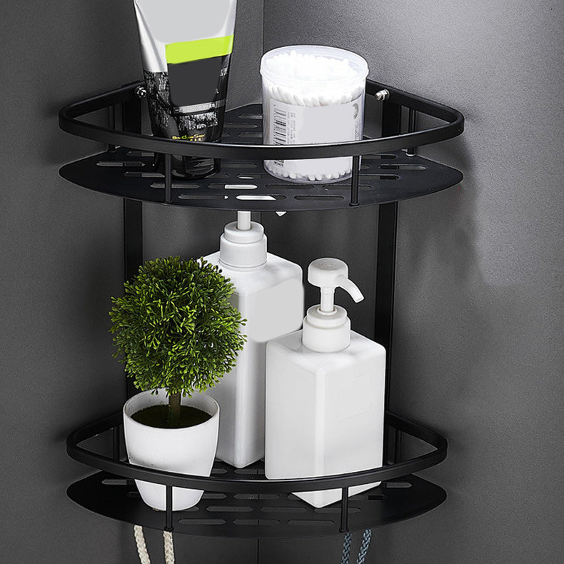 BowLift | 6-piece modern bathroom hardware set in matte black with bathroom shelf/towel holder & bathrobe hook