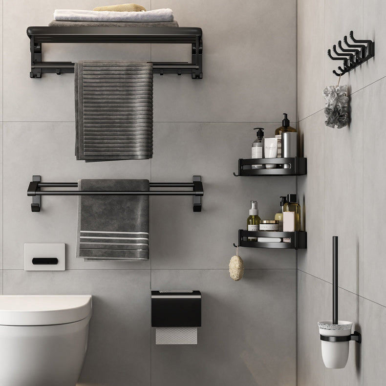 BowLift | Contemporary Bathroom Accessory Set Matte Black Bathroom Set with Bathrobe Hooks/Towel Bar