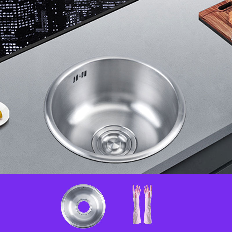 BowLift | Round Stainless Steel Kitchen Sink with Drain Assembly Built-in Sink