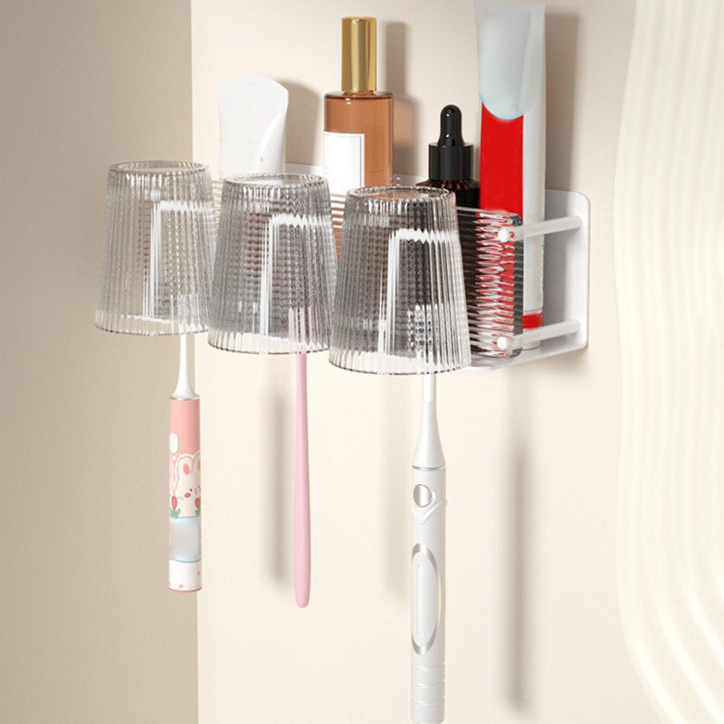 BowLift | White & clear acrylic bathroom accessory set with towel holder/paper holder/robe hooks