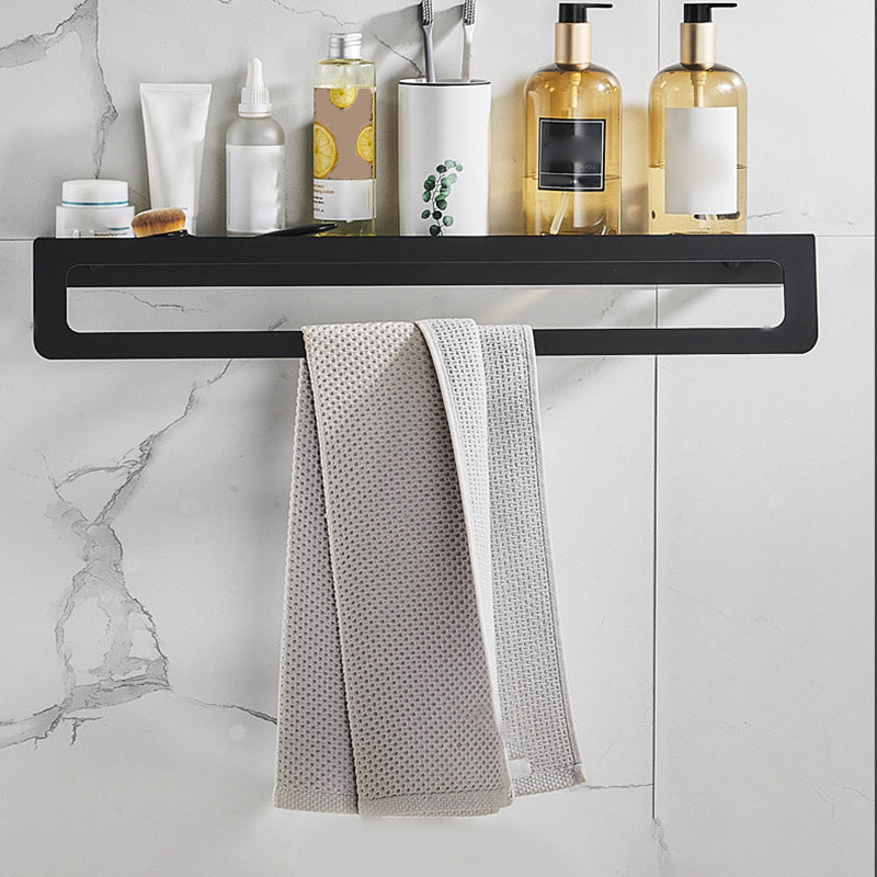 BowLift | 7-piece bathroom hardware set matte black/gray with bath shelf/towel holder/bath towel hooks