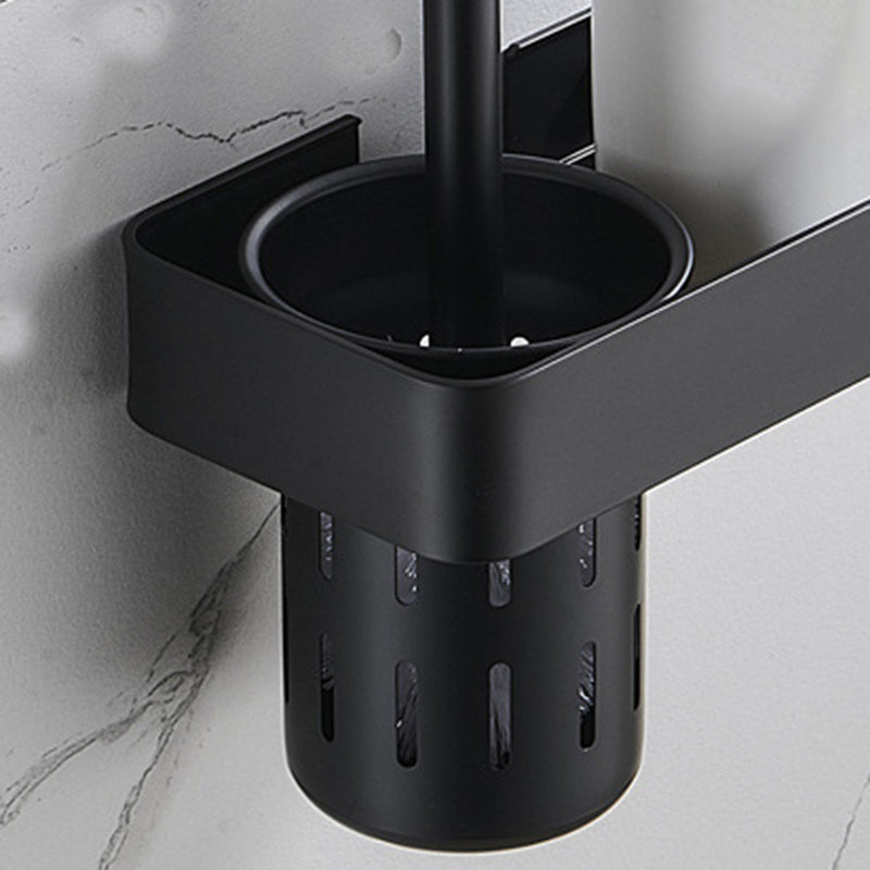 BowLift | 7-piece bathroom hardware set matte black/gray with bath shelf/towel holder/bath towel hooks