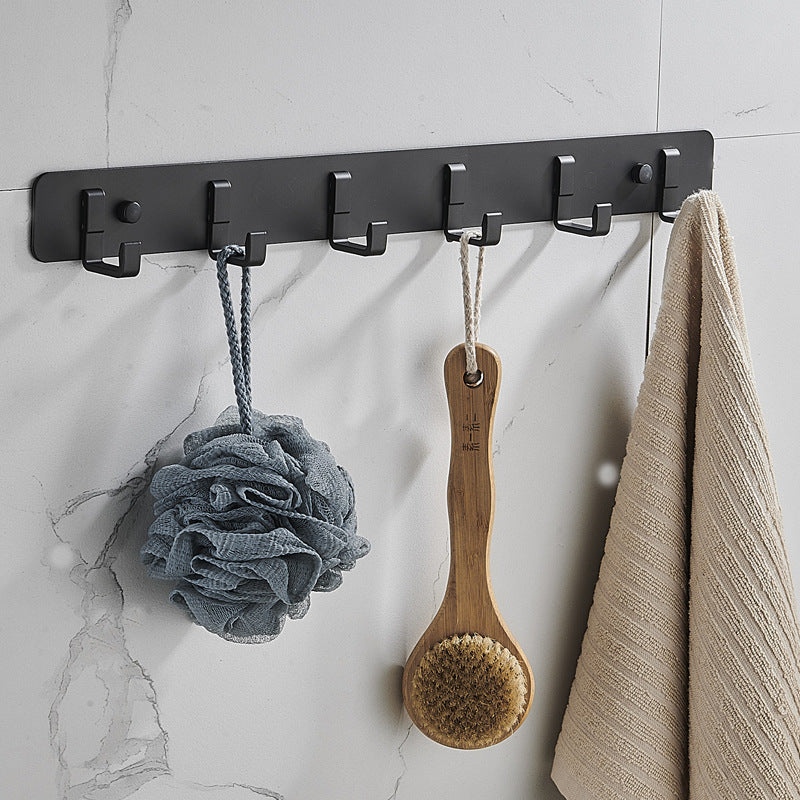 BowLift | 7-piece bathroom hardware set matte black/gray with bath shelf/towel holder/bath towel hooks