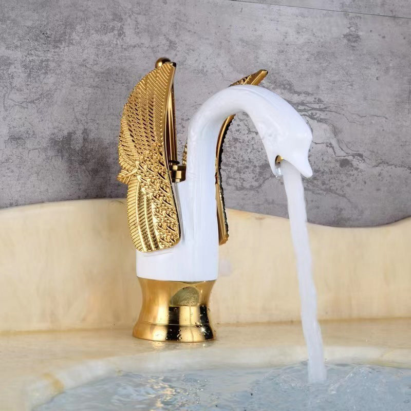 BowLift | Full brass bathroom sink faucet hot and cold water single handle sink faucet