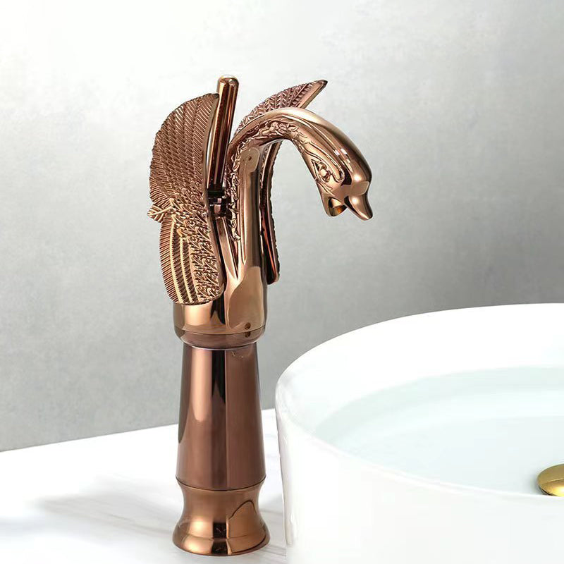 BowLift | Full brass bathroom sink faucet hot and cold water single handle sink faucet