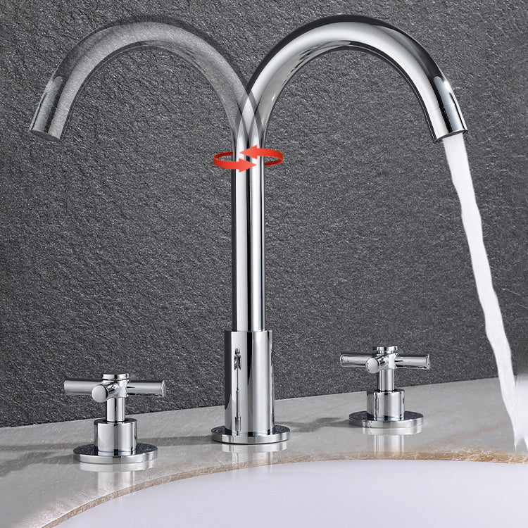 BowLift | Goose Neck Bathroom Basin Faucet 2 Handles Hot and Cold Water Basin Faucet with Drain