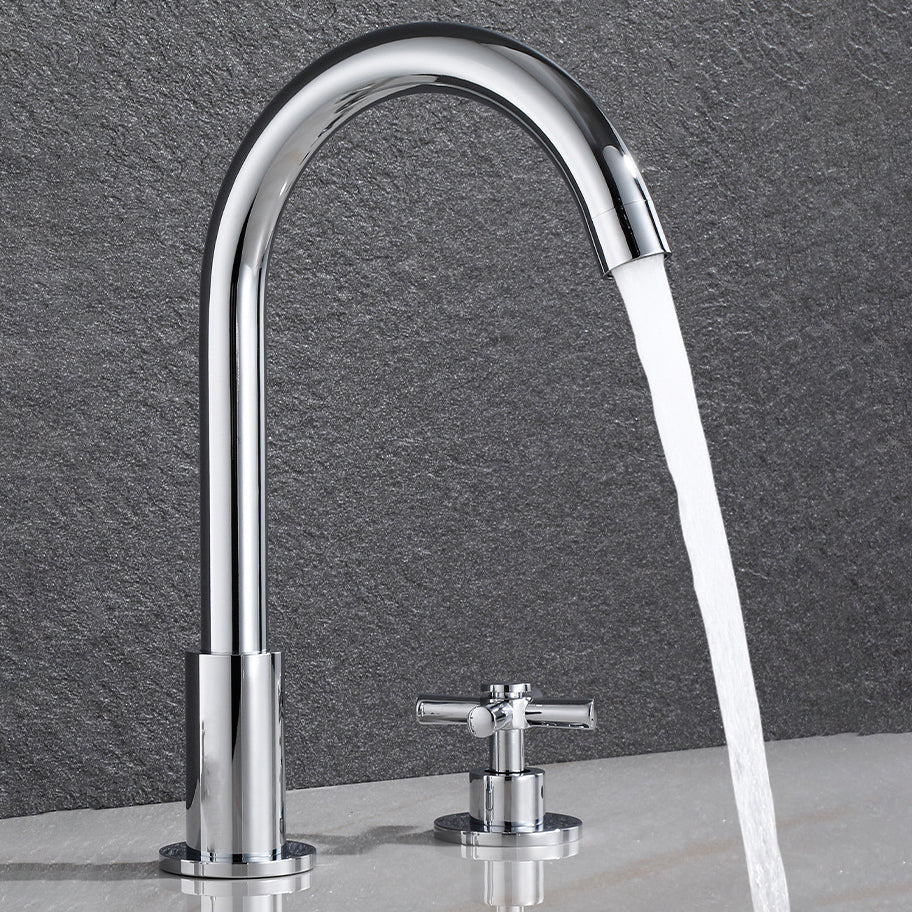 BowLift | Goose Neck Bathroom Basin Faucet 2 Handles Hot and Cold Water Basin Faucet with Drain