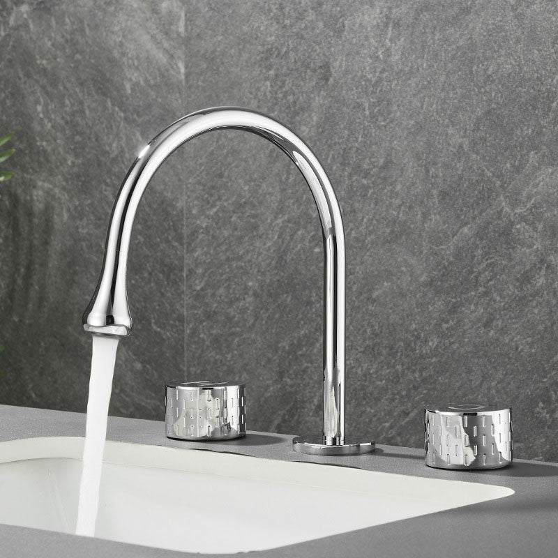 BowLift | Double Handle Tub Filler Deck Mounted High Arc Brass Modern Roman Tub Filler