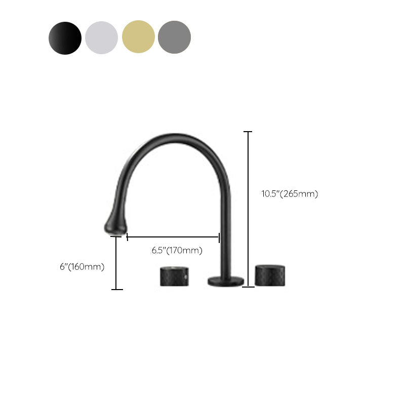BowLift | Double Handle Tub Filler Deck Mounted High Arc Brass Modern Roman Tub Filler