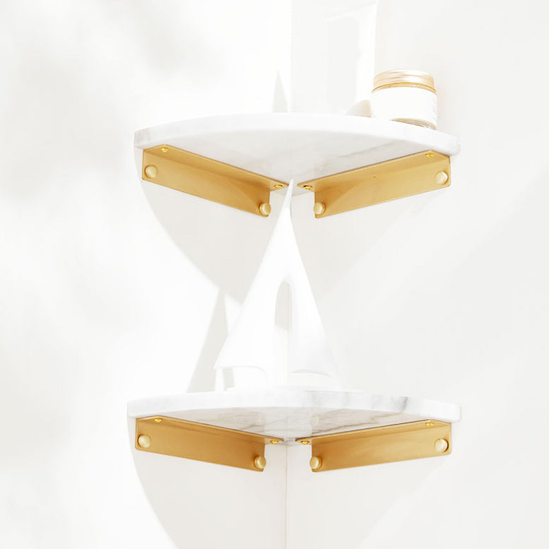 BowLift | 2-piece marble bathroom shelf brass bathroom accessory set in white/green