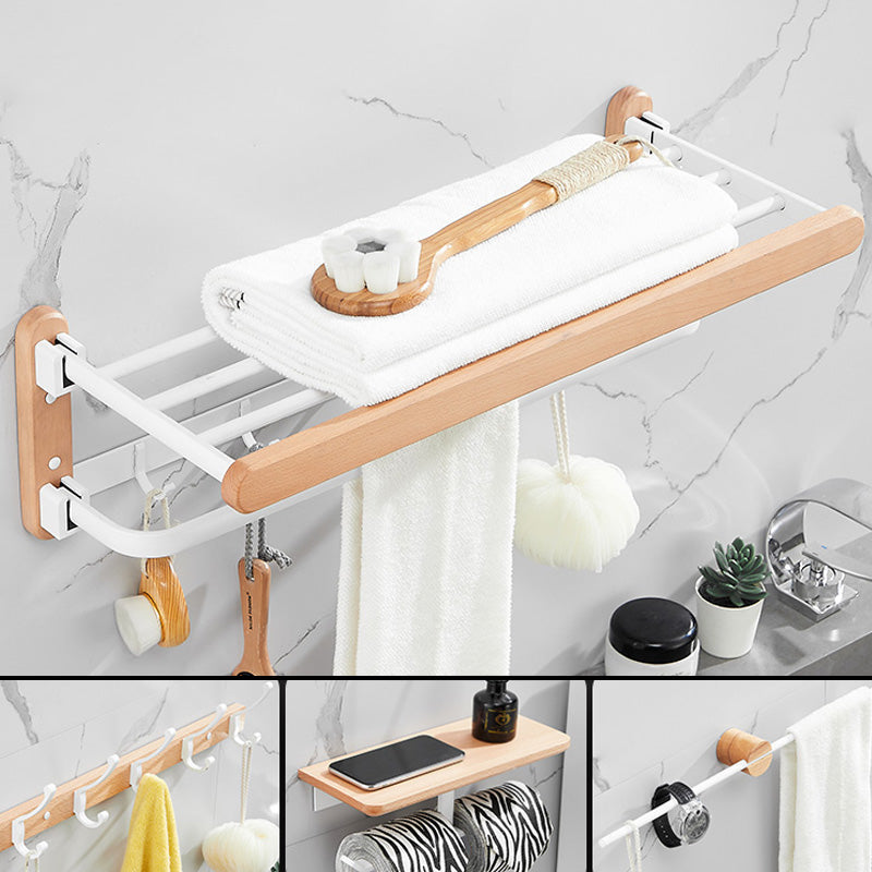 BowLift | White 7-piece bathroom accessory set wood and metal bath set