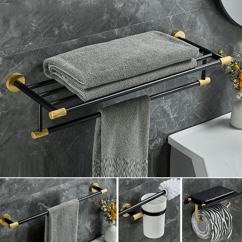 BowLift | 5-piece modern bathroom accessory set made of black brass bathroom hardware