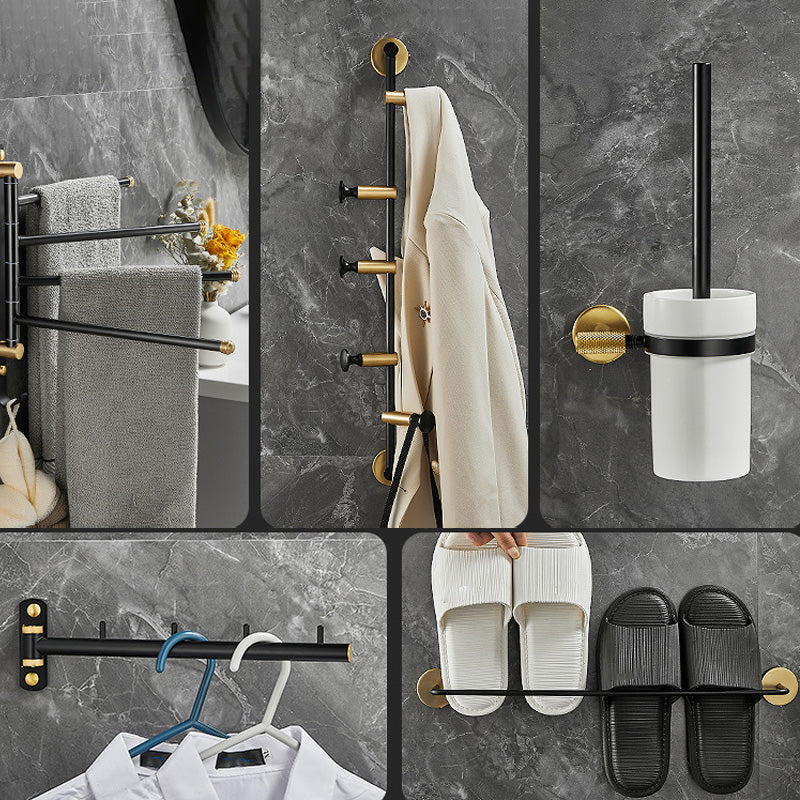BowLift | 5-piece modern bathroom accessory set made of black brass bathroom hardware