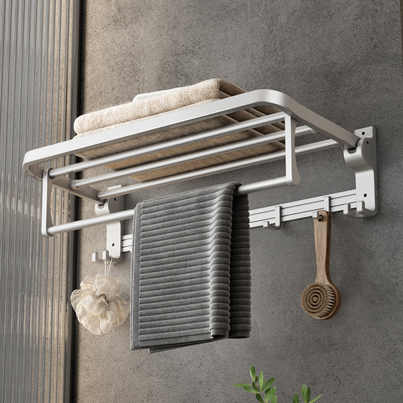 BowLift | Contemporary Silver Metal Bathroom Fittings Set with Triangle Bathroom Shelf