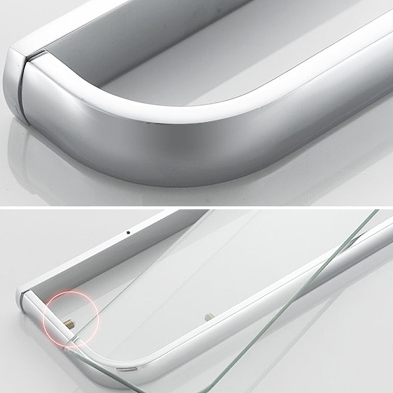 BowLift | Contemporary silver bathroom set with bathroom shelf and towel rail