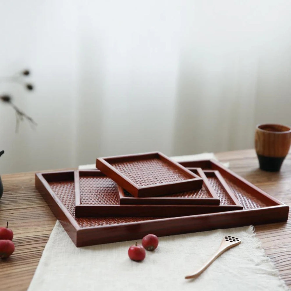 BowLift | Artisanal Rattan Wooden Tea Tray