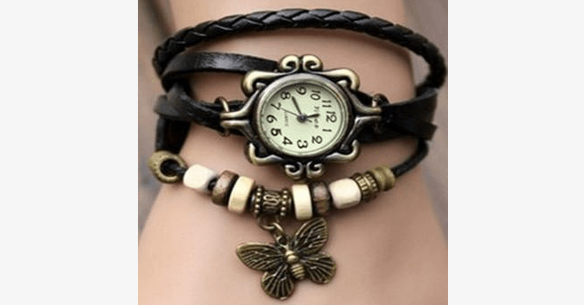 BowLift | Butterfly Wrap Watches - Multicolored Genuine Leather Snap Back Watch