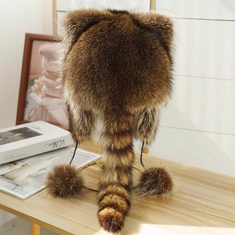BowLift | Cute Faux fur Raccoon Tail Parent-Child Plush Hat