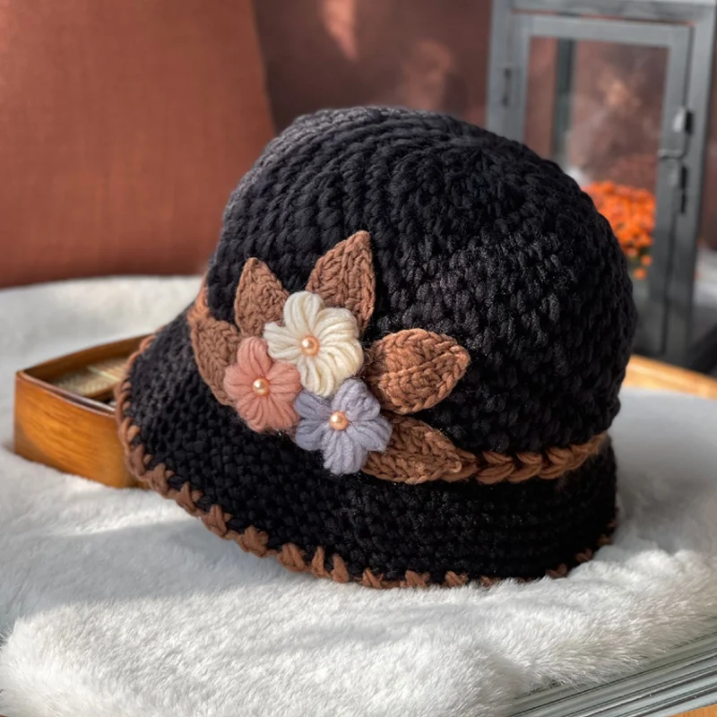 BowLift | French Thick Women's Flower Knit Wool Hat