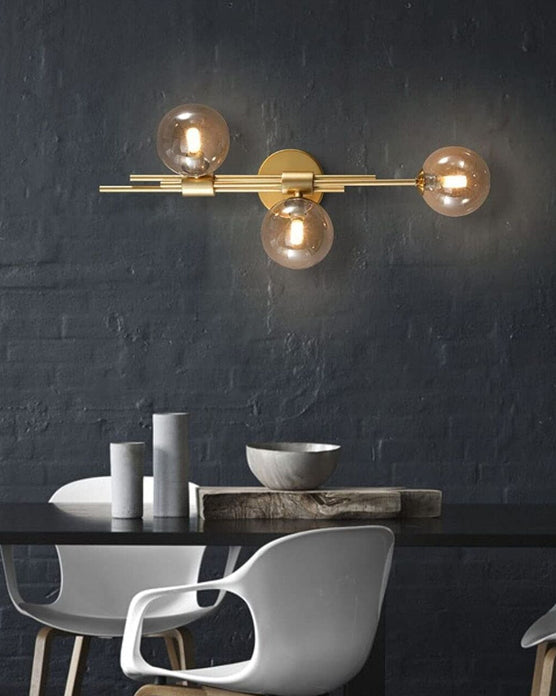 BowLift | 3 Head Glass Ball Wall Lamp - Amber