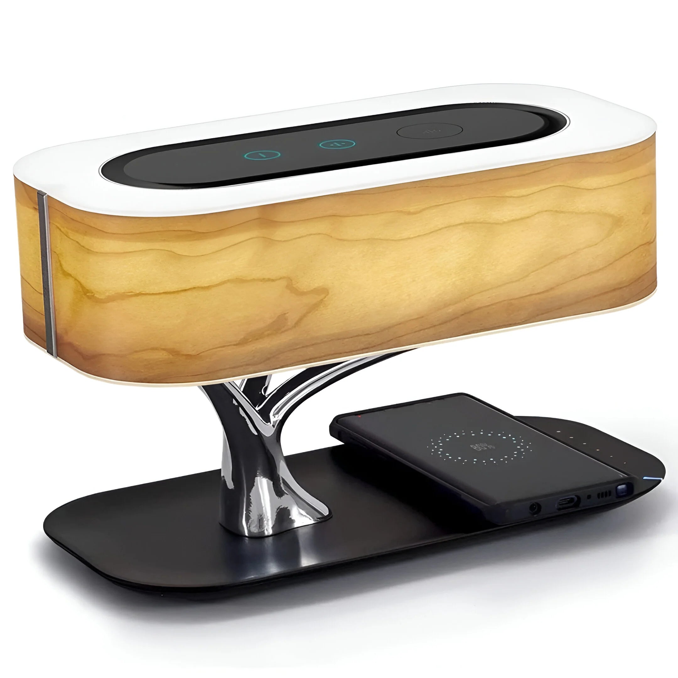 GlowSync – Table Lamp with Speaker & Wireless Charger
