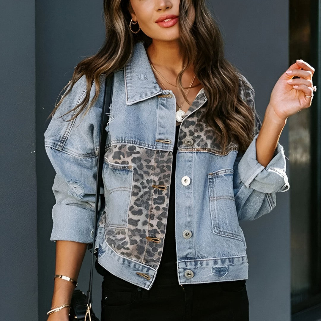 Leopard Print Denim Jacket