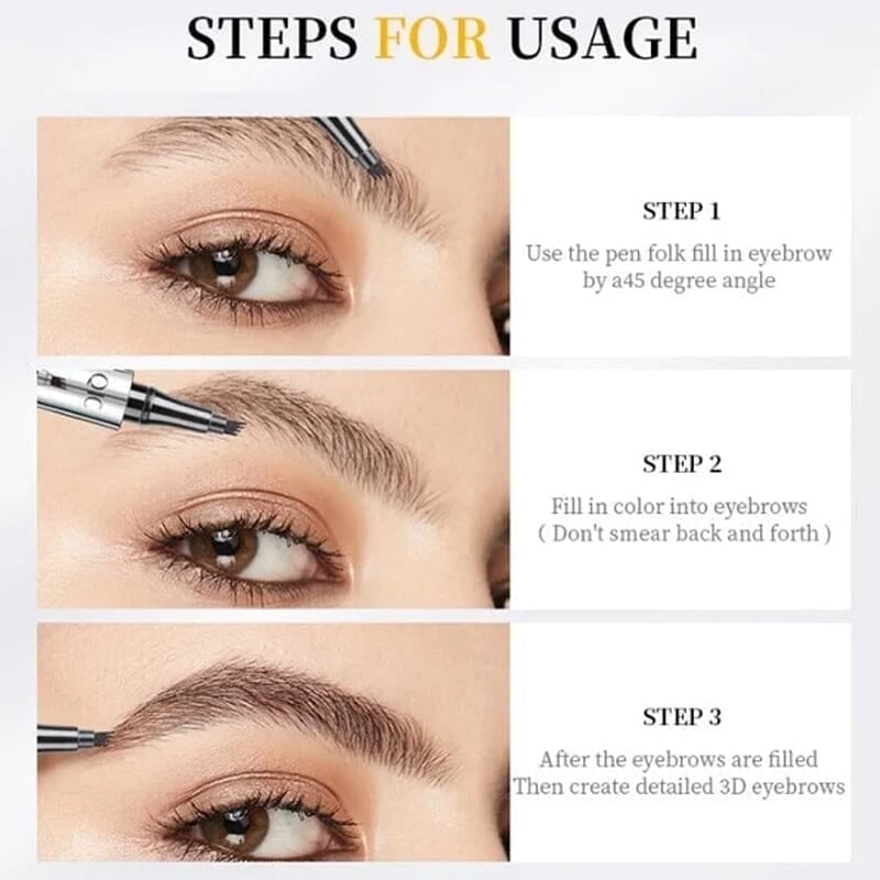 BowLift | 3D Waterproof Microblading Eyebrow Pen 4 Fork Tip Tattoo Pencil