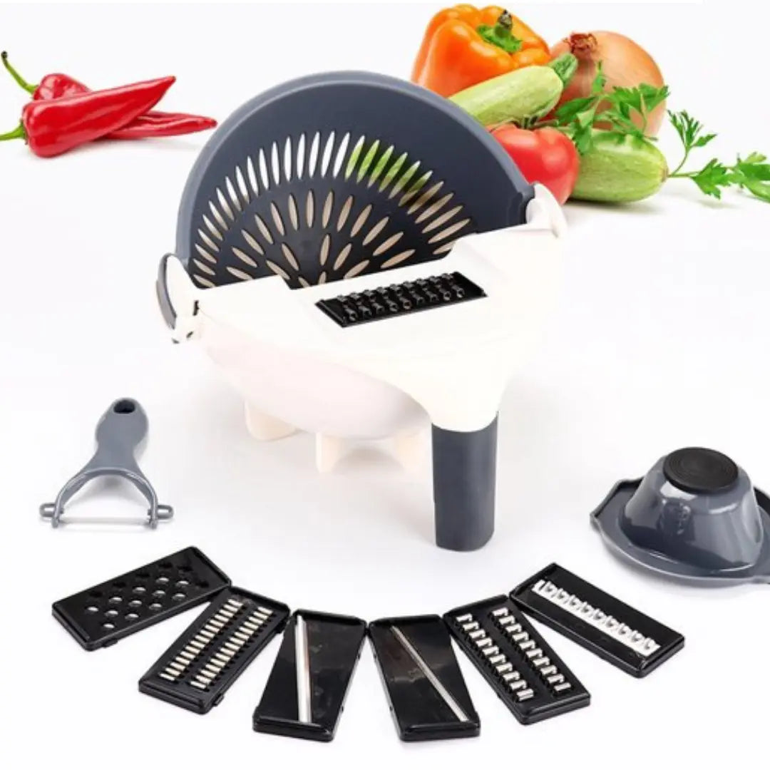 BowLift | 7-in-1 Vegetable Cutter with Drain Basket and Interchangeable Blades