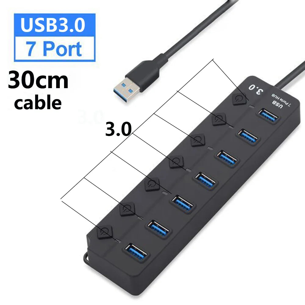 BowLift | 7-Port USB 3.0 Hub with Power Switch – PortMaster (1+1 FREE)