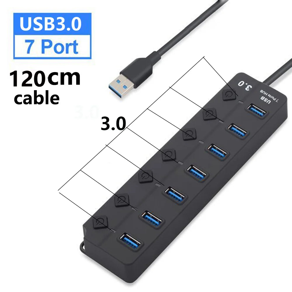 BowLift | 7-Port USB 3.0 Hub with Power Switch – PortMaster (1+1 FREE)